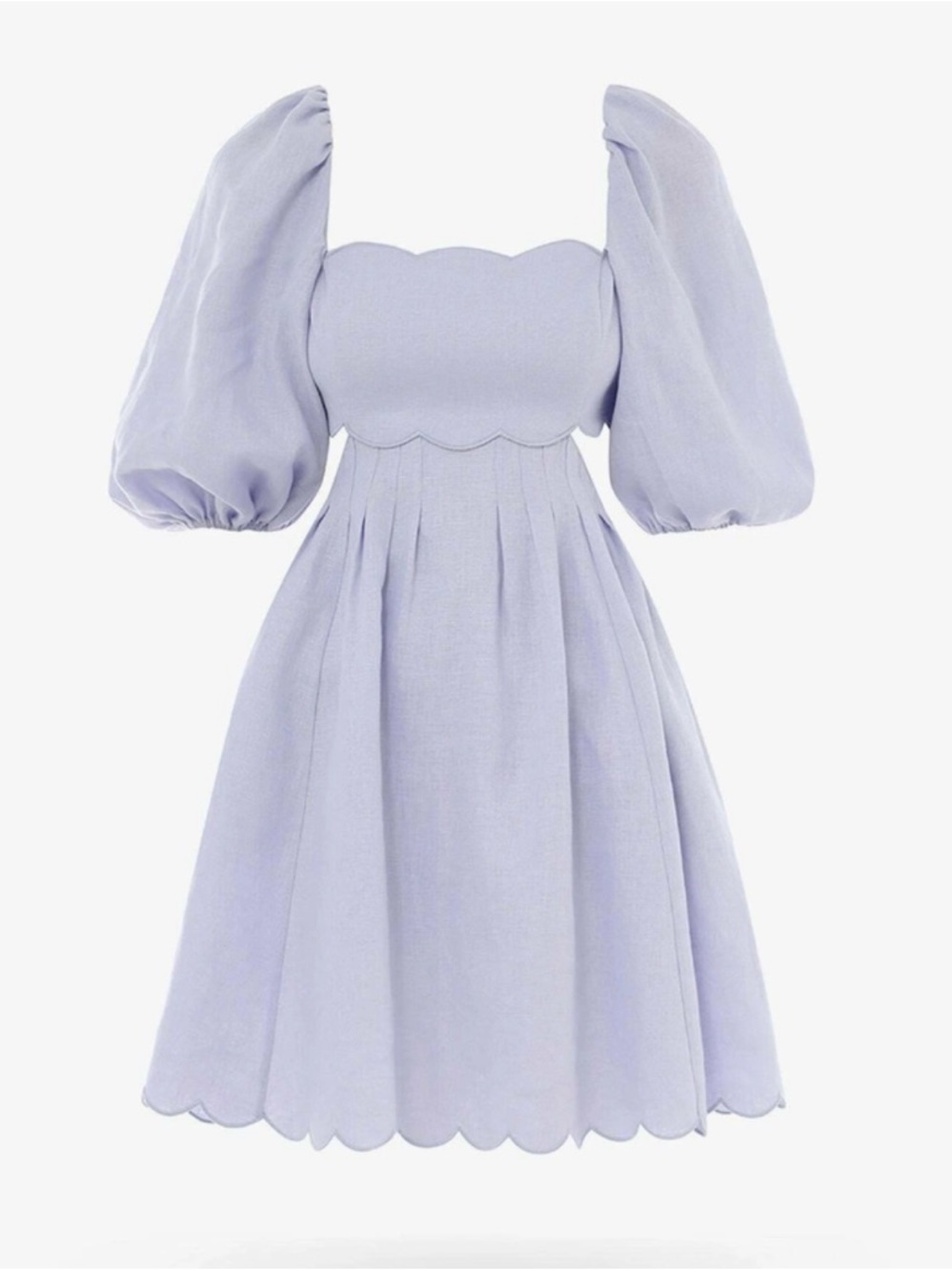 Zimmermann Halliday Scalloped Puff-Sleeve Mini Dress sz 0